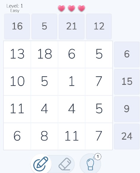 Sum Master Number Grid screenshot